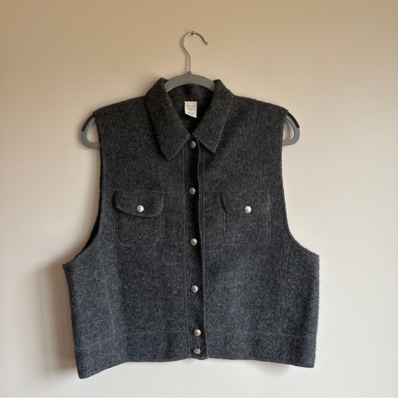 Vintage Land’s End Gray Wool Button Down Vest - Picture 1 of 8